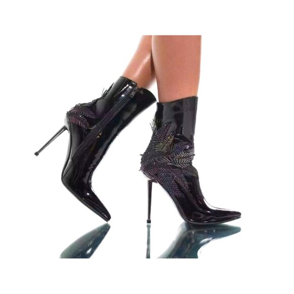 Azalea Wang Night Shift Stiletto Bootie Black‎ Size 10 - Picture 7 of 16